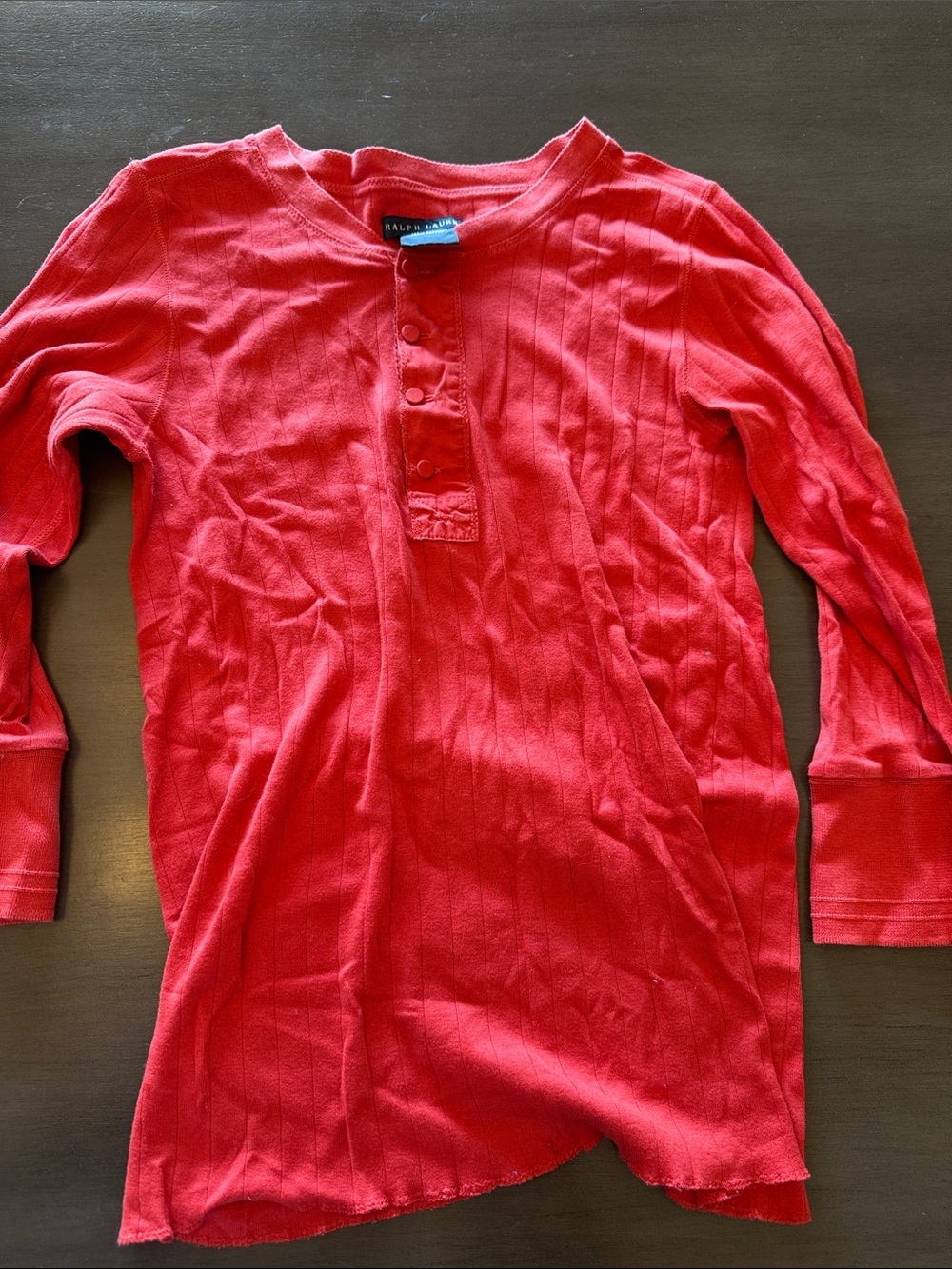 Ralph Lauren Red Long-Sleeve Henley Top